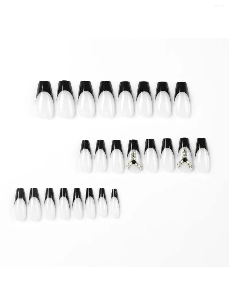 Black French Diamond Press On Nails — photo 4