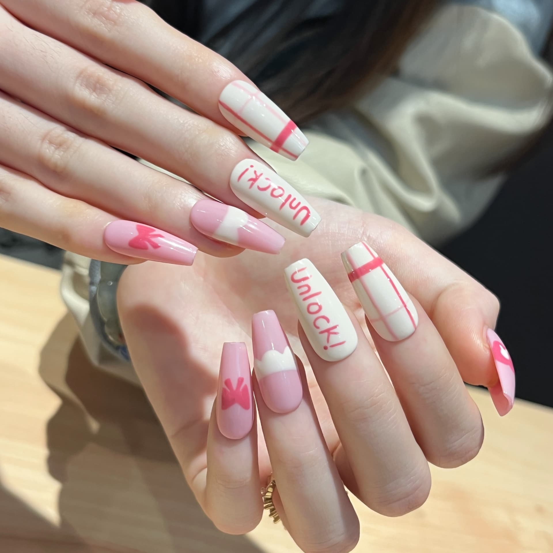 Blush White Mixed Press On Nails